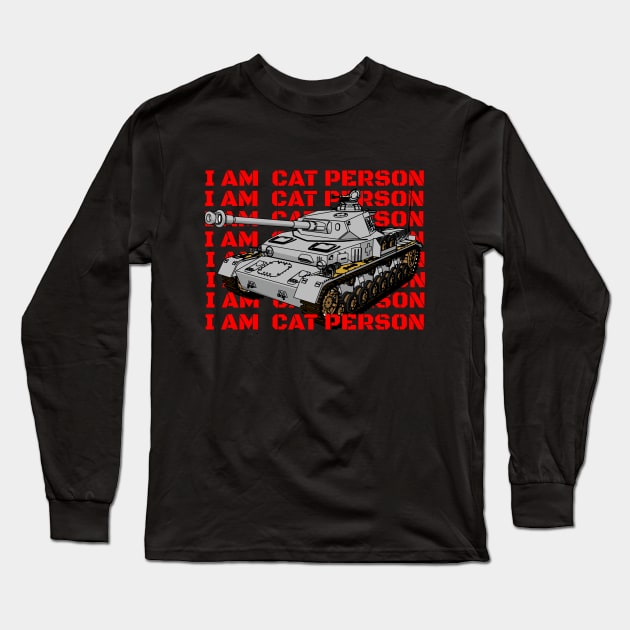 Tiger Tank Cat Person WW2 Long Sleeve T-Shirt by SmartLegion